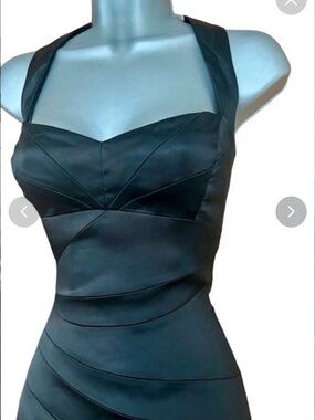 Karen Millen Satin Black Halter Midi Dress